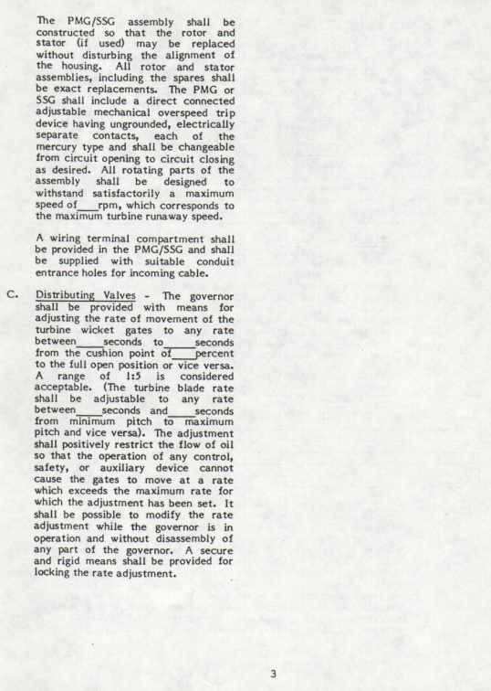 GOVERNOR SPECIFICATIONS.  PAGE 3.